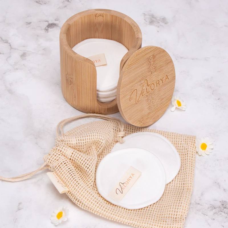 Makeup remover pads with bamboo box storage